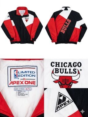 Apex Chicago Bulls Red, Black & White Colorblock Windbreaker